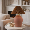 Modern European furniture - Brown Pleated Linen Table Lamp - www.oroatrade.com