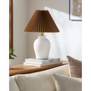 Modern European furniture - Brown Linen Pleated Table Lamp - www.oroatrade.com