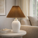 Modern European furniture - Brown Linen Pleated Table Lamp - www.oroatrade.com
