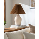 Modern European furniture - Brown Linen Pleated Table Lamp - www.oroatrade.com