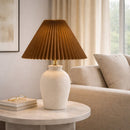 Modern European furniture - Brown Linen Pleated Table Lamp - www.oroatrade.com