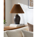 Modern European furniture - Brown Linen Pleated Table Lamp - www.oroatrade.com