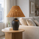 Hospitality furniture - Brown Rattan Ceramic Table Lamp - www.oroatrade.com