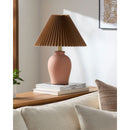 Modern European furniture - Brown Linen Pleated Table Lamp - www.oroatrade.com
