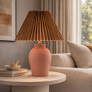 Modern European furniture - Brown Linen Pleated Table Lamp - www.oroatrade.com