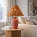 Hospitality furniture - Brown Rattan Ceramic Table Lamp - www.oroatrade.com