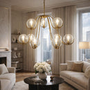 Contract furniture - Clear Glass Orbs 9-Light Chandelier - www.oroatrade.com
