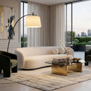 Contract furniture - White Linen Scalloped Floor Lamp - www.oroatrade.com