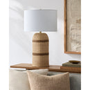 Contract furniture - Beige Lined Rattan Table Lamp - www.oroatrade.com