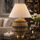 Contract furniture - Black Lined Rattan Table Lamp - www.oroatrade.com