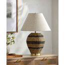 Contract furniture - Black Lined Rattan Table Lamp - www.oroatrade.com