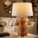 Hospitality furniture - Wavy Rattan Linen Table Lamp - www.oroatrade.com