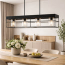 Contract furniture - Black Framed 4-Light Linear Chandelier - www.oroatrade.com