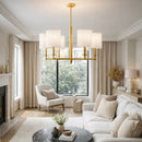 Hospitality furniture - White Linen Shades Chandelier - www.oroatrade.com