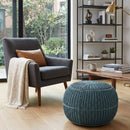 Hospitality furniture - Blue Knitted Round Outdoor Pouf - www.oroatrade.com