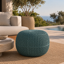 Hospitality furniture - Blue Knitted Round Outdoor Pouf - www.oroatrade.com