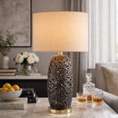 Hospitality furniture - Floral Carved Ceramic Table Lamp - www.oroatrade.com