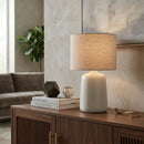 Modern European furniture - Beige Linen Ceramic Table Lamp L - www.oroatrade.com