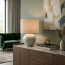 Modern European furniture - Rounded Ceramic Linen Table Lamp - www.oroatrade.com