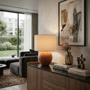 Modern European furniture - Rounded Ceramic Linen Table Lamp - www.oroatrade.com