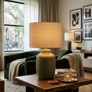 Hospitality furniture - White Linen Ceramic Table Lamp - www.oroatrade.com