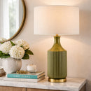 Modern European furniture - Fluted Glazed Ceramic Table Lamp - www.oroatrade.com
