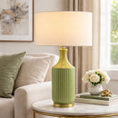 Modern European furniture - Fluted Glazed Ceramic Table Lamp - www.oroatrade.com