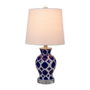 Contract furniture - Blue Patterned Ceramic Table Lamp - www.oroatrade.com