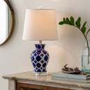 Contract furniture - Blue Patterned Ceramic Table Lamp - www.oroatrade.com