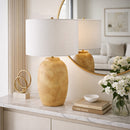 Modern European furniture - Linen Painted Cement Table Lamp - www.oroatrade.com