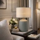 Modern European furniture - Ceramic Beige Linen Table Lamp - www.oroatrade.com
