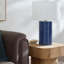 Contract furniture - Hand-painted Blue Ceramic Table Lamp - www.oroatrade.com