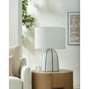 Modern European furniture - Vertical Lined Ceramic Table Lamp - www.oroatrade.com