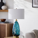 Hospitality furniture - Hand-painted Blue Glass Table Lamp - www.oroatrade.com