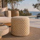 Contract furniture - Beaded Beige Outdoor Pouf - www.oroatrade.com