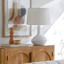 Modern European furniture - Ceramic White Linen Table Lamp - www.oroatrade.com
