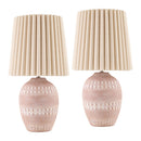 Modern European furniture - Ceramic Fluted Linen Table Lamps (2) - www.oroatrade.com