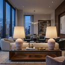Modern European furniture - Ceramic Fluted Linen Table Lamps (2) - www.oroatrade.com
