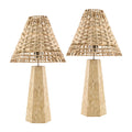 Modern European furniture - Braided Rattan Travertine Table Lamp - www.oroatrade.com
