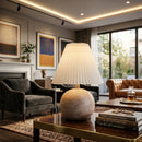 Contract furniture - Pleated White Linen Table Lamp - www.oroatrade.com