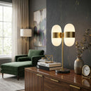 Modern European furniture - Dual White Glass Table Lamp - www.oroatrade.com