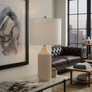 Hospitality furniture - White Ceramic Linen Table Lamp - www.oroatrade.com