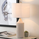Hospitality furniture - White Ceramic Linen Table Lamp - www.oroatrade.com