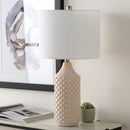 Hospitality furniture - White Ceramic Linen Table Lamp - www.oroatrade.com