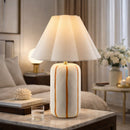 Modern European furniture - Scalloped White Linen Table Lamp - www.oroatrade.com