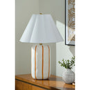 Modern European furniture - Scalloped White Linen Table Lamp - www.oroatrade.com