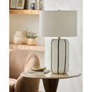 Modern European furniture - Line Painted Ceramic Table Lamp - www.oroatrade.com