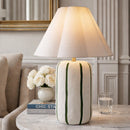 Modern European furniture - Scalloped White Linen Table Lamp - www.oroatrade.com
