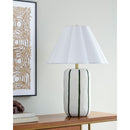 Modern European furniture - Scalloped White Linen Table Lamp - www.oroatrade.com