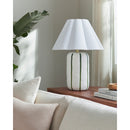 Modern European furniture - Scalloped White Linen Table Lamp - www.oroatrade.com